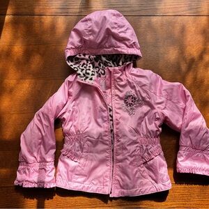 Vintage Y2K Leopard Fleece-lined Waterproof/Windproof Hooded Jacket